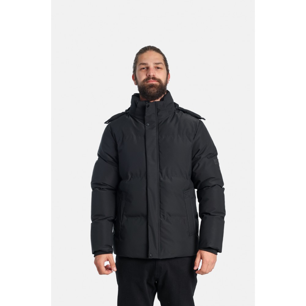 Ανδρικό Μπουφάν Puffer Jacket Αδιάβροχο και Αντιανεμικό Paco & Co -Μαύρο- 