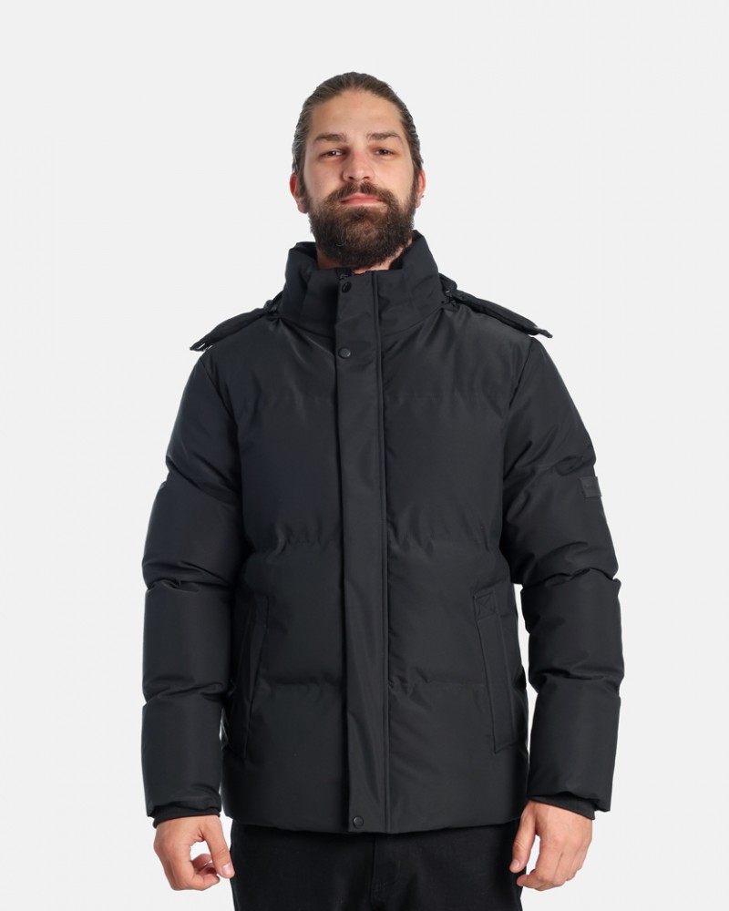 Ανδρικό Μπουφάν Puffer Jacket Αδιάβροχο και Αντιανεμικό Paco & Co -Μαύρο- 