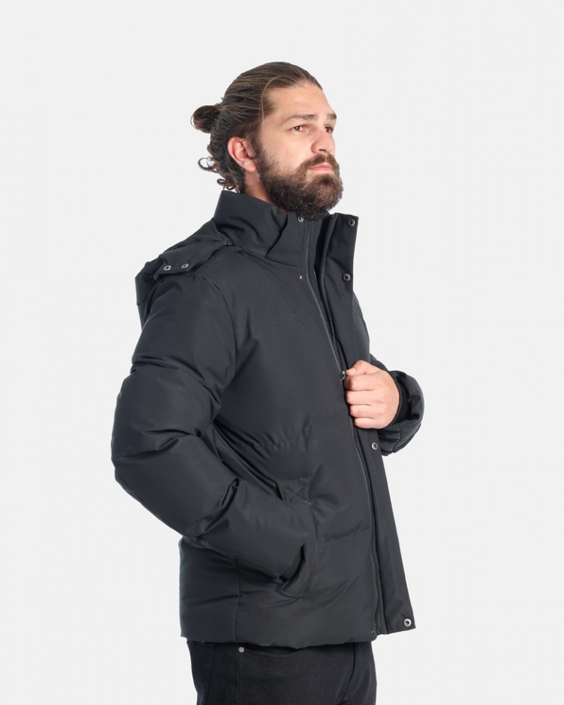 Ανδρικό Μπουφάν Puffer Jacket Αδιάβροχο και Αντιανεμικό Paco & Co -Μαύρο- 