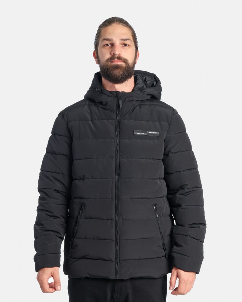 Ανδρικό Μπουφάν Puffer Jacket με Επένδυση Paco & Co -Μαύρο- 