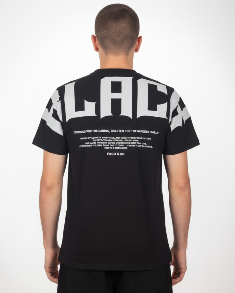 Ανδρική Μακό Μπλούζα T-Shirt Black Paco & Co -Μαύρο- 