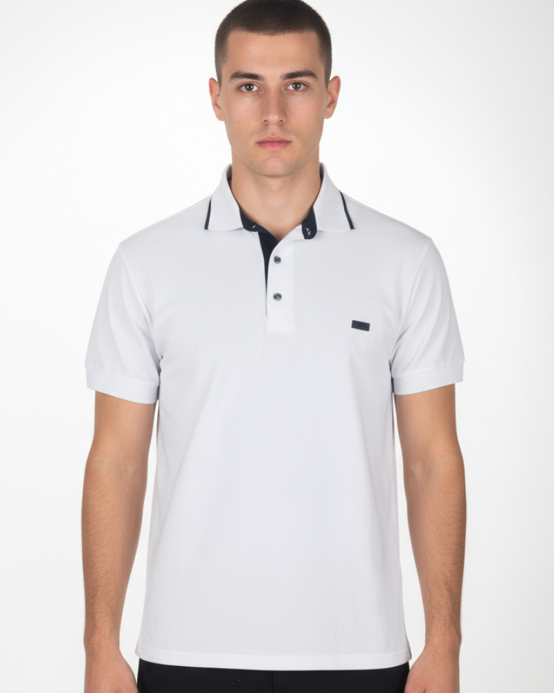 Ανδρική Μπλούζα Πόλο σε Tea Απόχρωση Paco & Co -Λευκό- 
