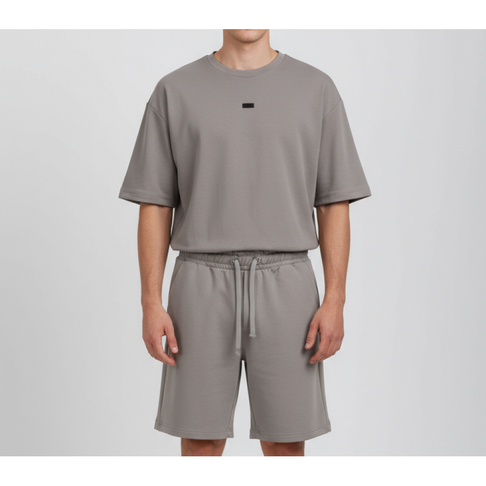 Ανδρικό Σετ με T-Shirt Μπλούζα Και Βερμούδα 2Τμχ Paco & Co -Γκρι- 2631902