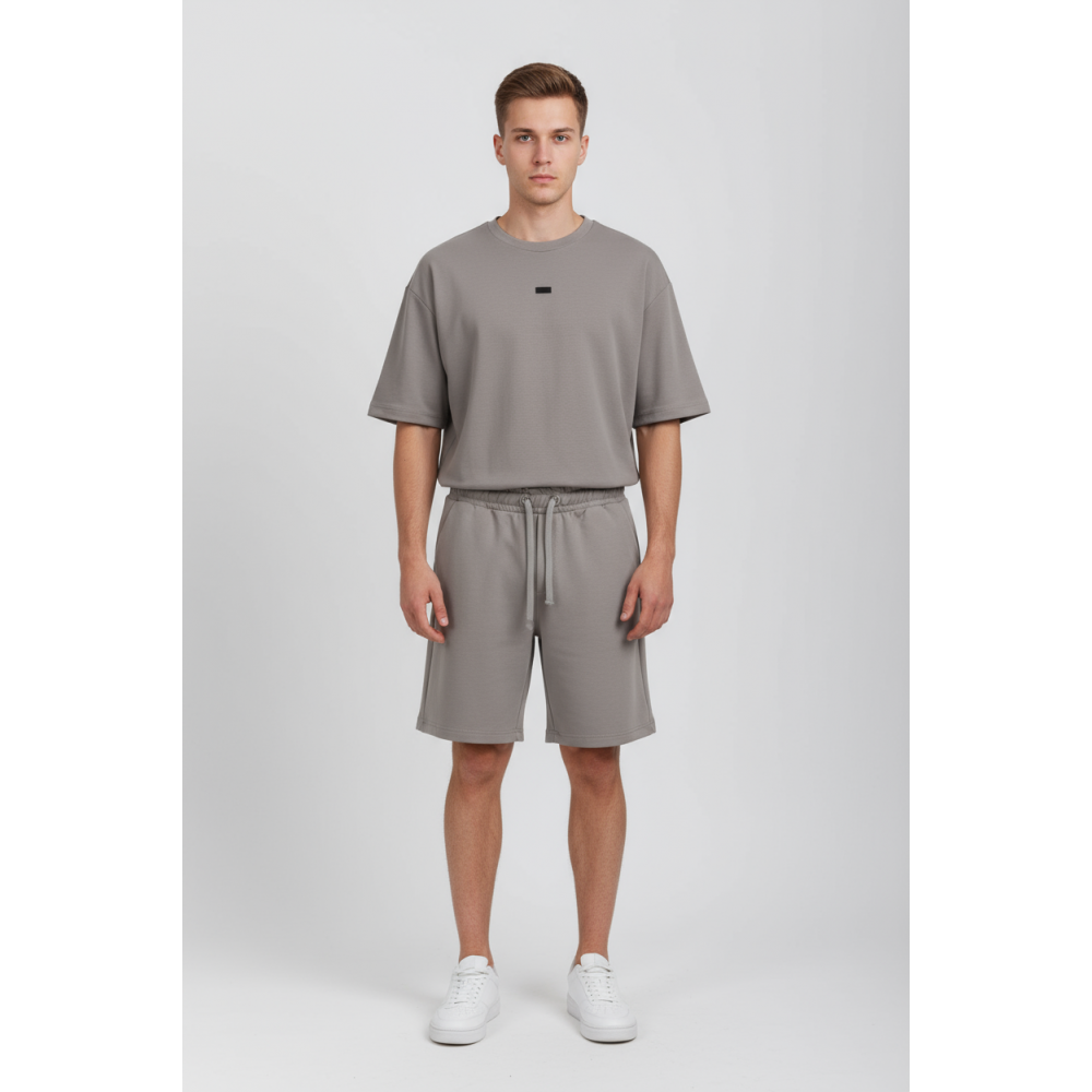 Ανδρικό Σετ με T-Shirt Μπλούζα Και Βερμούδα 2Τμχ Paco & Co -Γκρι- 2631902