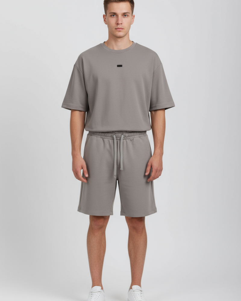 Ανδρικό Σετ με T-Shirt Μπλούζα Και Βερμούδα 2Τμχ Paco & Co -Γκρι- 