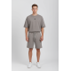 Ανδρικό Σετ με T-Shirt Μπλούζα Και Βερμούδα 2Τμχ Paco & Co -Γκρι- 2631902