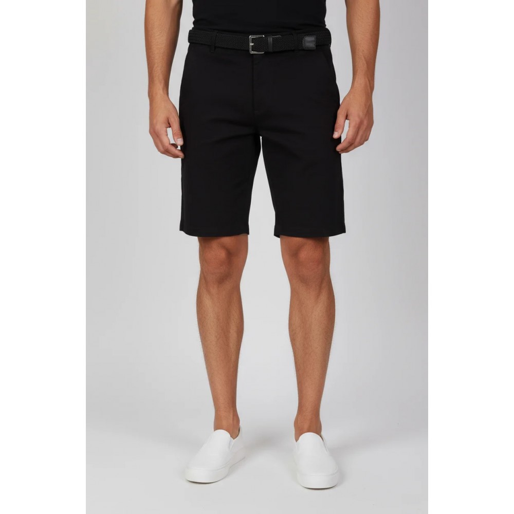 Ανδρική Υφασμάτινη Cotton Βερμούδα με Ζώνη Paco & Co -Μαύρο- 2648411