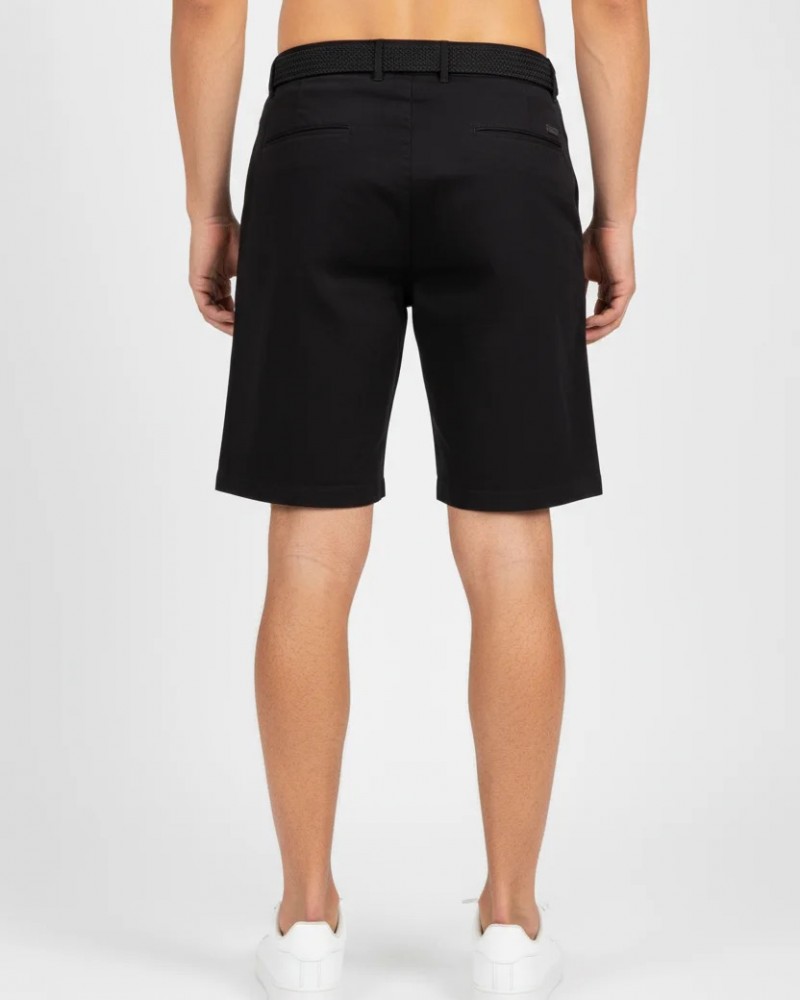 Ανδρική Υφασμάτινη Cotton Βερμούδα με Ζώνη Paco & Co -Μαύρο- 