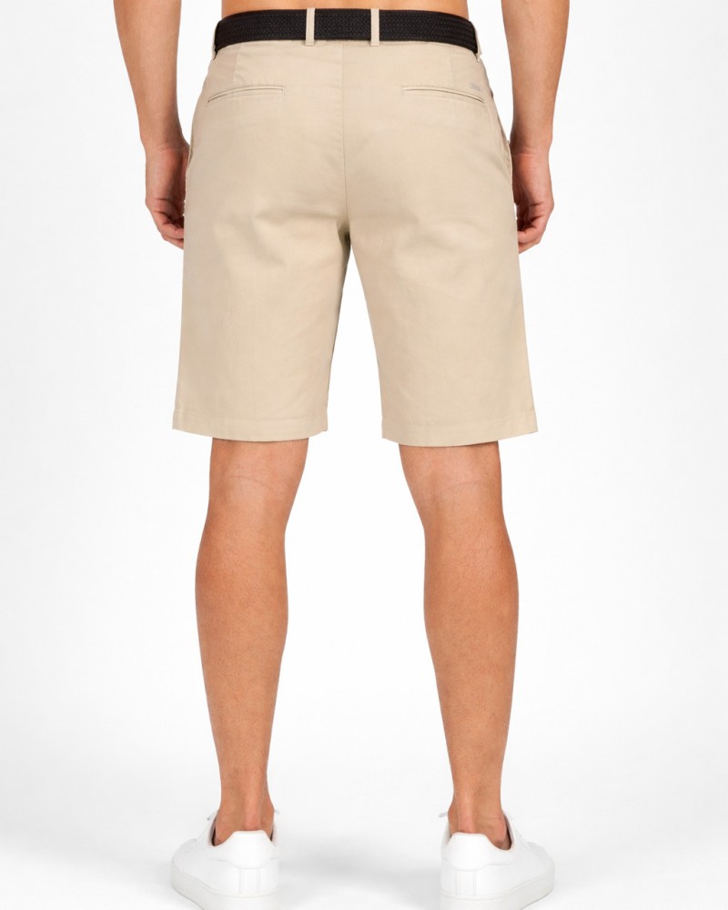 Ανδρική Υφασμάτινη Cotton Βερμούδα με Ζώνη Paco & Co -Μπεζ- 2648411