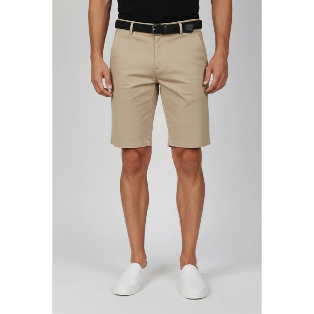 Ανδρική Υφασμάτινη Cotton Βερμούδα με Ζώνη Paco & Co -Μπεζ- 2648411
