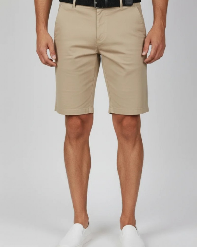 Ανδρική Υφασμάτινη Cotton Βερμούδα με Ζώνη Paco & Co -Μπεζ- 2648411