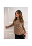 Basic Μακό Μπλούζα Με Στάμπα -Καφέ- 26509