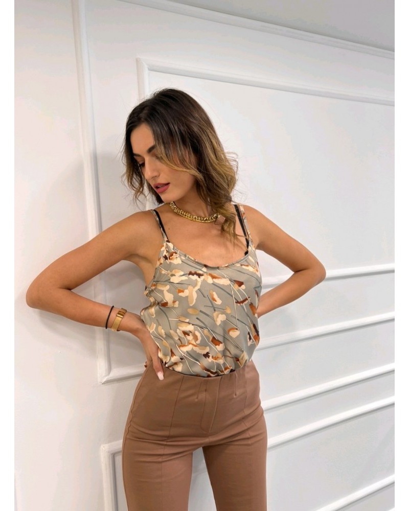 Lingerie Top Σατέν Τιράντα Ντεσέν -Εμπριμέ- 26512