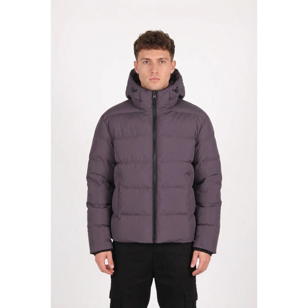 Ανδρικό Μπουφάν Αντιανεμικό Puffer Jacket με Κουκούλα και Επένδυση Paco & Co -Γκρι- 2683206