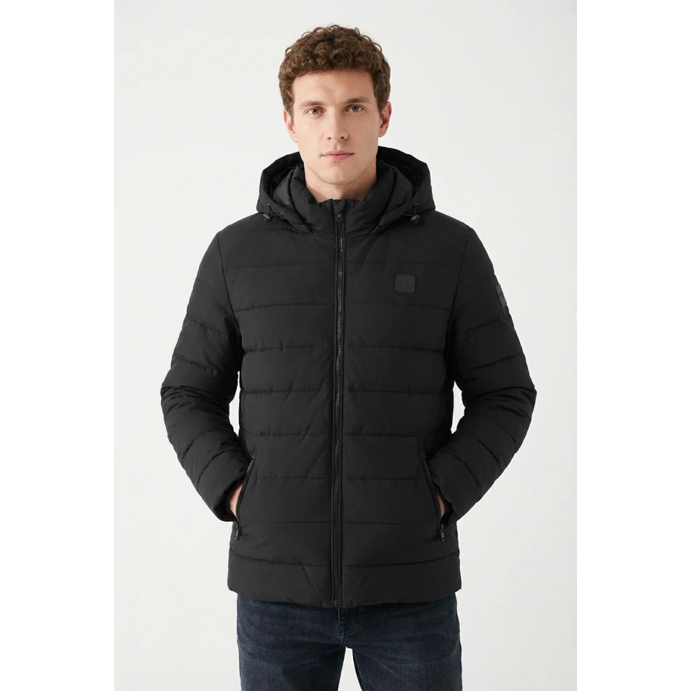 Ανδρικό Μπουφάν Αντιανεμικό Puffer Jacket με Κουκούλα και Επένδυση Paco & Co -Μαύρο- 2683215