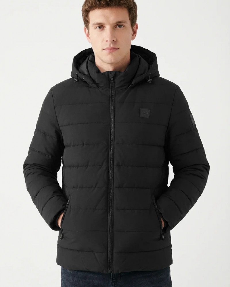 Ανδρικό Μπουφάν Αντιανεμικό Puffer Jacket με Κουκούλα και Επένδυση Paco & Co -Μαύρο- 