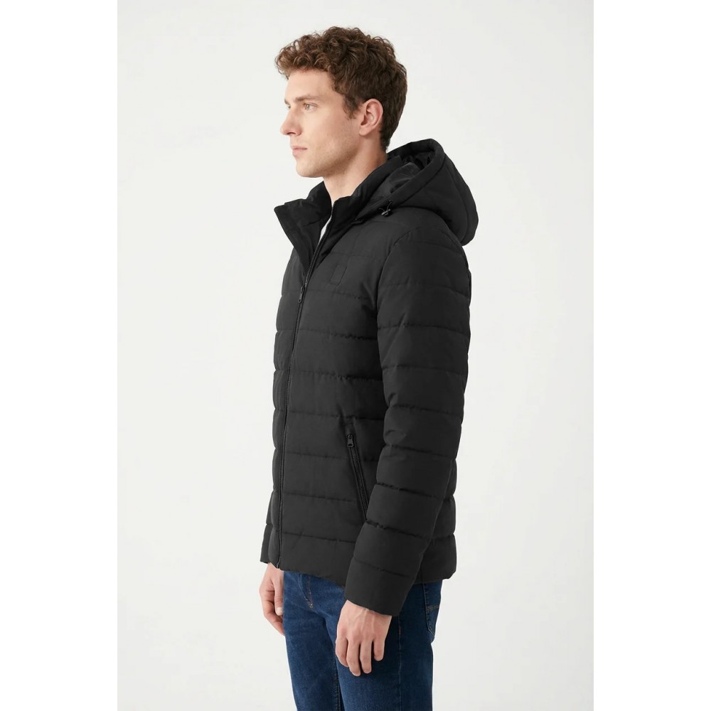 Ανδρικό Μπουφάν Αντιανεμικό Puffer Jacket με Κουκούλα και Επένδυση Paco & Co -Μαύρο- 2683215
