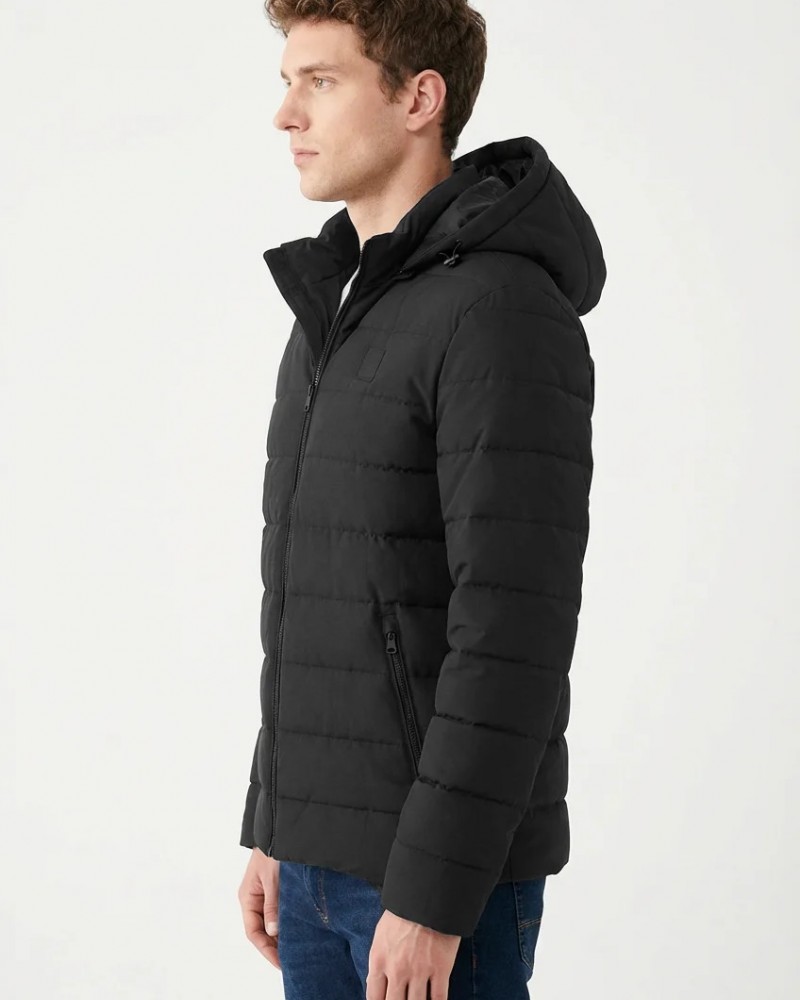 Ανδρικό Μπουφάν Αντιανεμικό Puffer Jacket με Κουκούλα και Επένδυση Paco & Co -Μαύρο- 