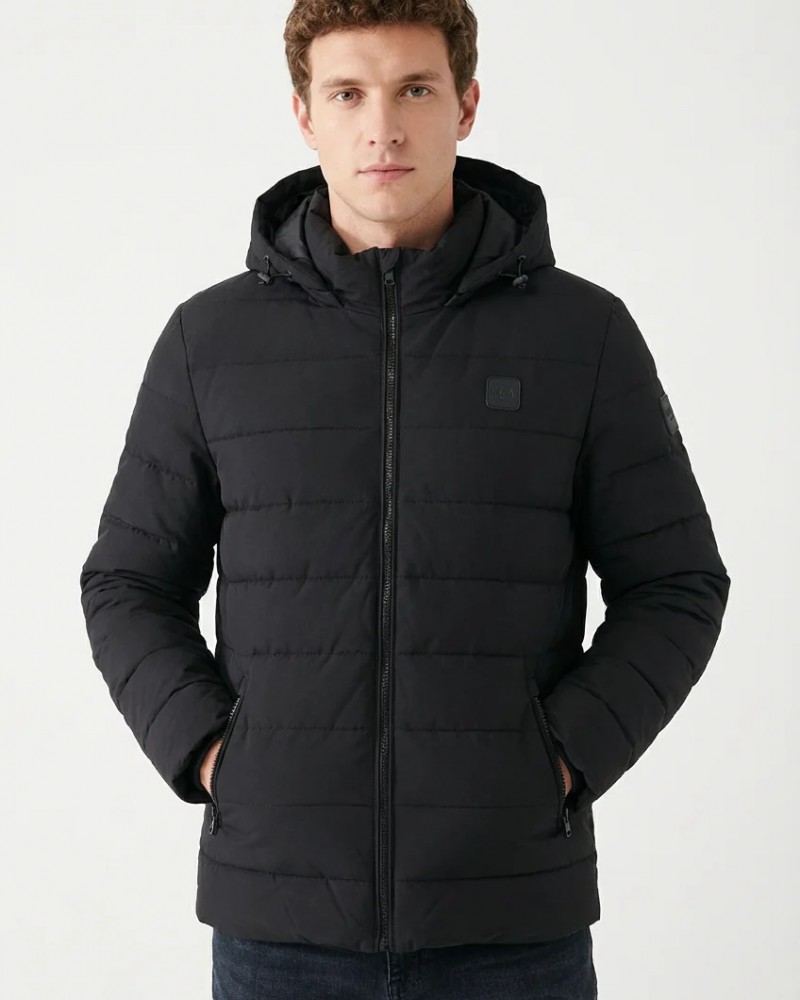 Ανδρικό Μπουφάν Αντιανεμικό Puffer Jacket με Κουκούλα και Επένδυση Paco & Co -Μπλε- 