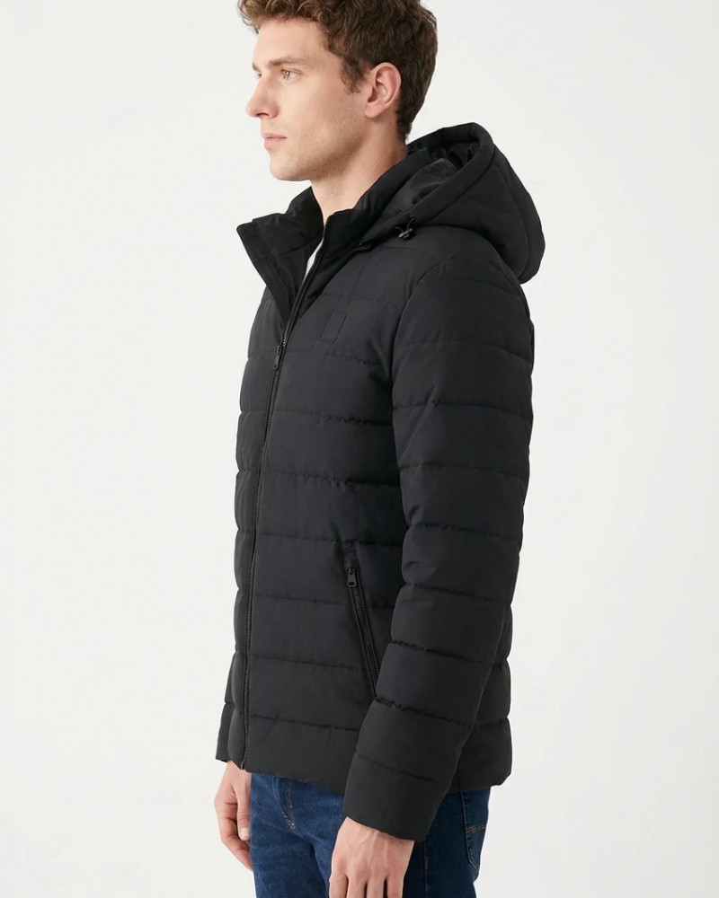 Ανδρικό Μπουφάν Αντιανεμικό Puffer Jacket με Κουκούλα και Επένδυση Paco & Co -Μπλε- 