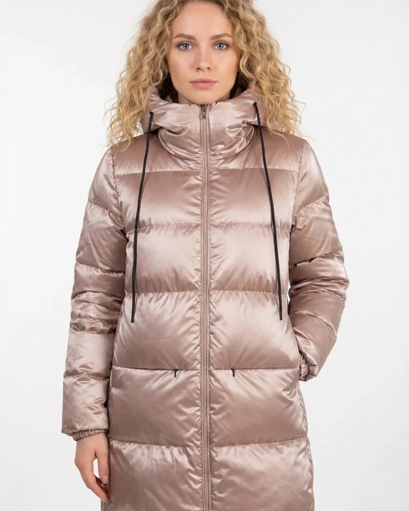 Γυναικείο Μπουφάν Αντιανεμικό Jacket με Κουκούλα και Επένδυση Paco & Co –Μπεζ/Χρυσό- 