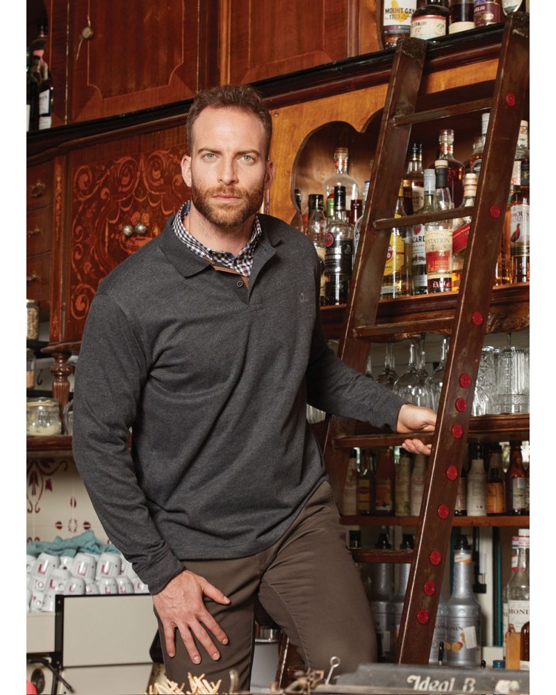 Ανδρική Μπλούζα Βαμβακερή Με Polo Γιακά Visconti -Μελανζέ/Melange- 2695-6