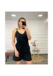 Γυναικεία Ψηλόμεση Υφασμάτινη Βερμούδα/Short Με Ζώνη -Μαύρο- 27302