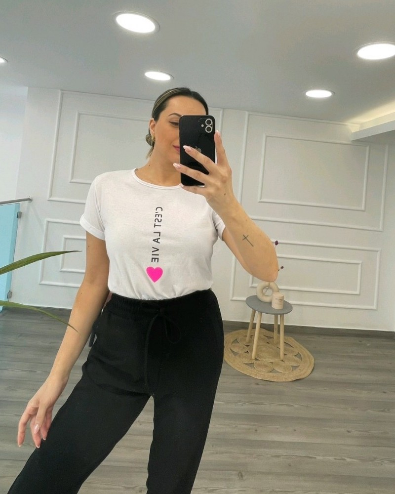 Γυναικεία Μπλούζα T-shirt Μακό C'est La Vie -Λευκό- 27509