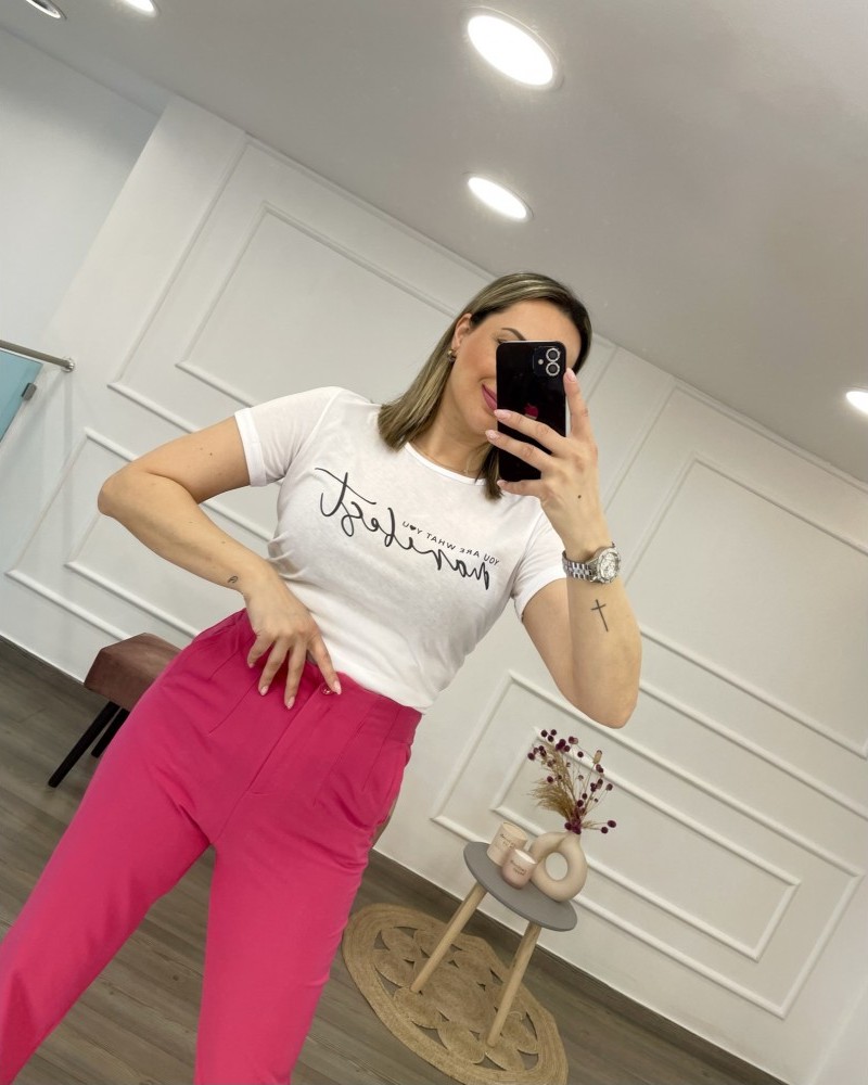 Μπλούζα T-Shirt Μακό με Τύπωμα -Λευκό- 27509Τ