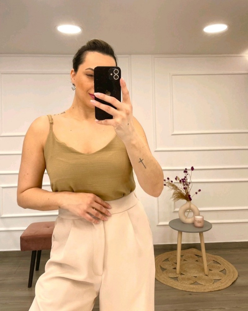 Lingerie Ντεσέν Γκοφρέ Με Τιράντα Αυξομείωση -Μπεζ- 27525