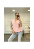 Μπλούζα T-Shirt Μακό Μονόχρωμο -Ροζ- 27566T