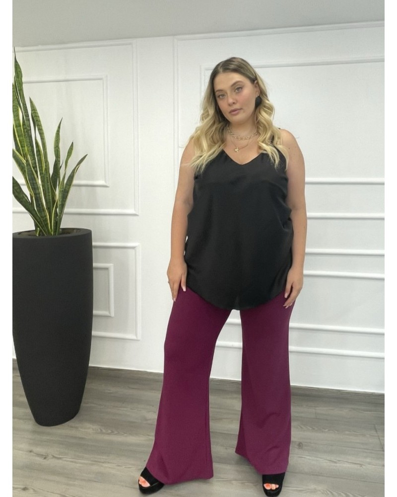 Παντελόνα Μονόχρωμη Skuba Crepe Καμπάνα Plus Size -Magenta- 28100