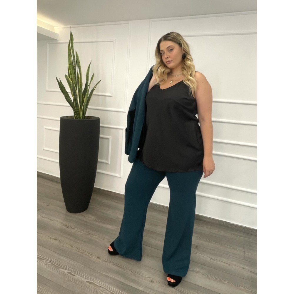 Παντελόνα Μονόχρωμη Skuba Crepe Καμπάνα Plus Size -Πετρόλ- 28100 Παντελόνα Μονόχρωμη Skuba Crepe Καμπάνα Plus Size -Πετρόλ- 28100