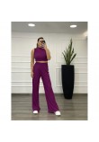 Παντελόνα Πλεκτή Ριπ Με Λάστιχο Στην Μέση -Magenta- 28107R