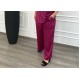 Παντελόνα Μονόχρωμη Σατέν Με Ζώνη Plus Size -Magenta- 28112