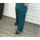 Παντελόνα Μονόχρωμη Σατέν Με Ζώνη Plus Size -Πετρόλ- 28112