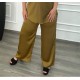 Παντελόνα Μονόχρωμη Σατέν Με Ζώνη Plus Size -Χρυσαφί- 28112