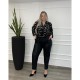 Παντελόνι Δερματίνη Με Ζώνη Plus Size -Μαύρο- 28126
