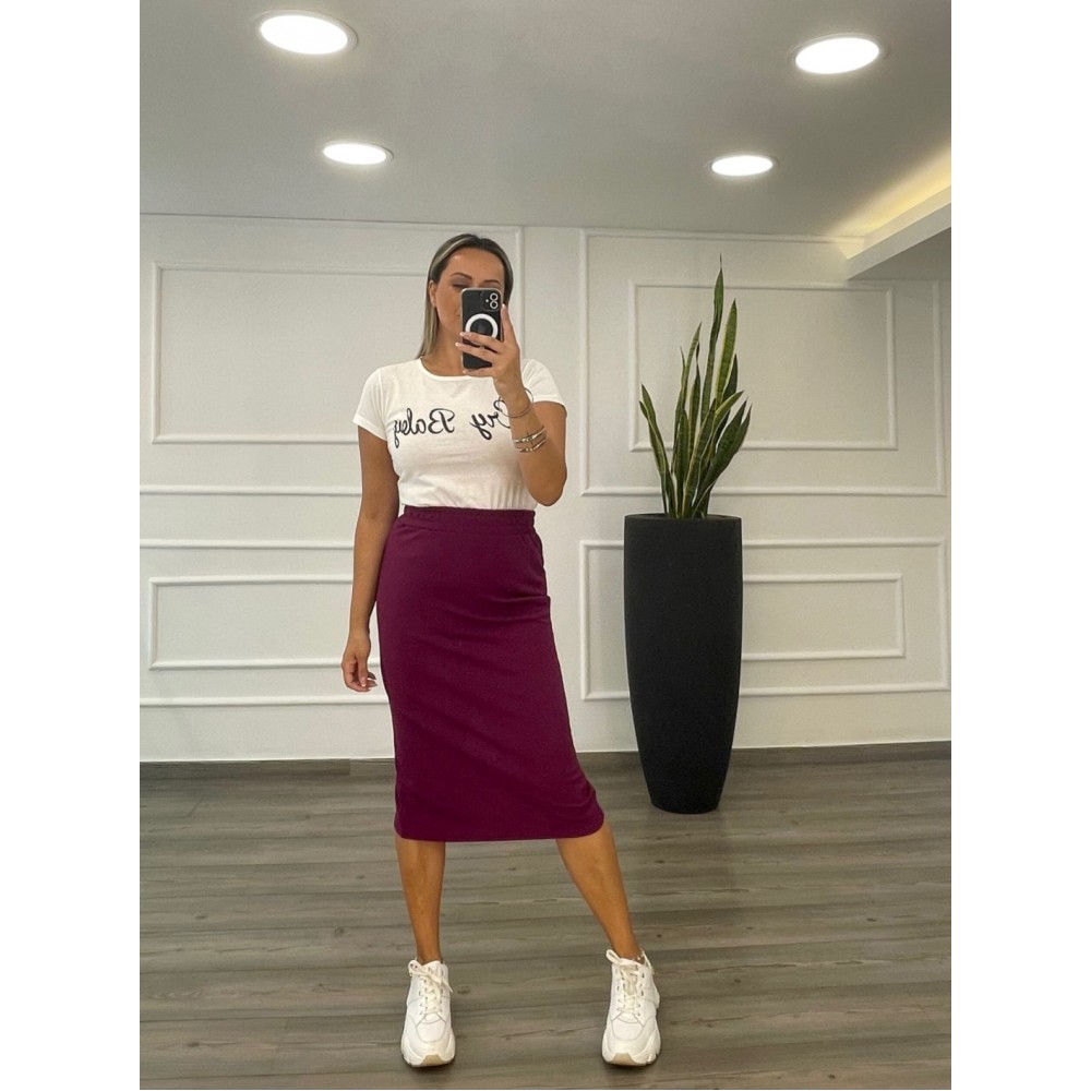 Φούστα Pencil Midi Skuba Crepe Στο Μέσο Της Γάμπας -Magenta- 28204