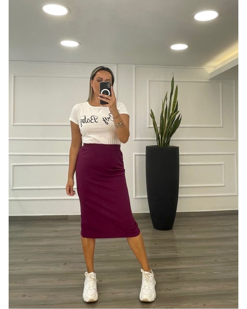 Φούστα Pencil Midi Skuba Crepe Στο Μέσο Της Γάμπας -Magenta- 28204