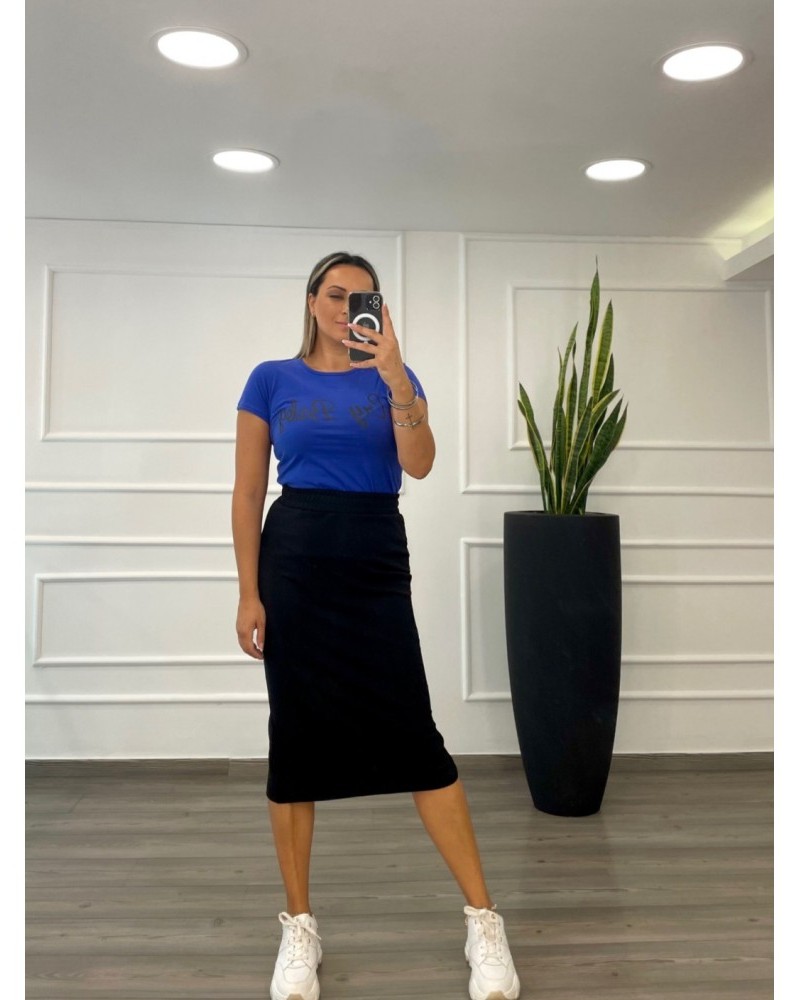 Φούστα Pencil Midi Skuba Crepe Στο Μέσο Της Γάμπας -Μαύρο- 28204