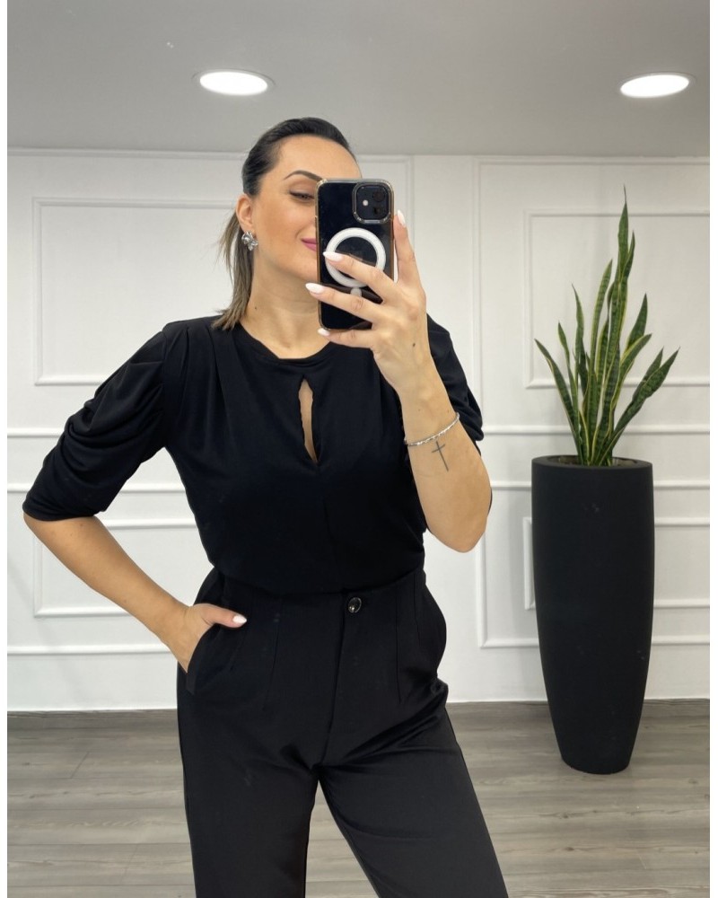Μπλούζα Με Βάτες Και Σχέδιο Δάκρυ Super Jersey -Μαύρο- 28538