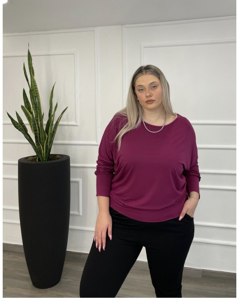Μπλούζα Βισκόζ Μονόχρωμη Με Μπάσκα Plus Size -Magenta- 28540