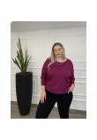 Μπλούζα Βισκόζ Μονόχρωμη Με Μπάσκα Plus Size -Magenta- 28540