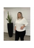 Μπλούζα Βισκόζ Μονόχρωμη Με Μπάσκα Plus Size -Εκρού- 28540