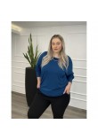Μπλούζα Βισκόζ Μονόχρωμη Με Μπάσκα Plus Size -Μπλε Ρουά- 28540