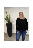 Μπλούζα Βισκόζ Με Άνοιγμα Στον Ώμο Plus Size -Μαύρο- 28541