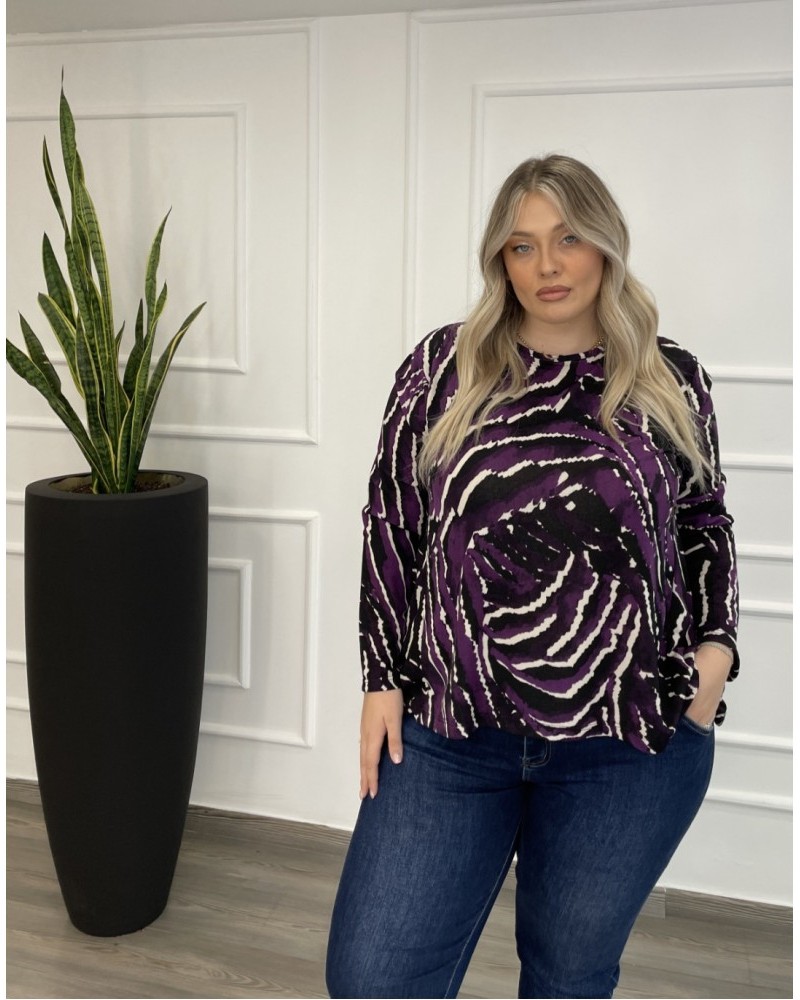Μπλούζα Πλεκτή Plus Size -Εμπριμέ- 28545E
