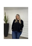 Μπλούζα Μονόχρωμη Πλεκτή Ασύμμετρη Plus Size -Μαύρο- 28545