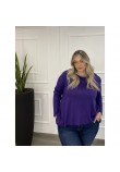 Μπλούζα Μονόχρωμη Πλεκτή Ασύμμετρη Plus Size -Μωβ- 28545